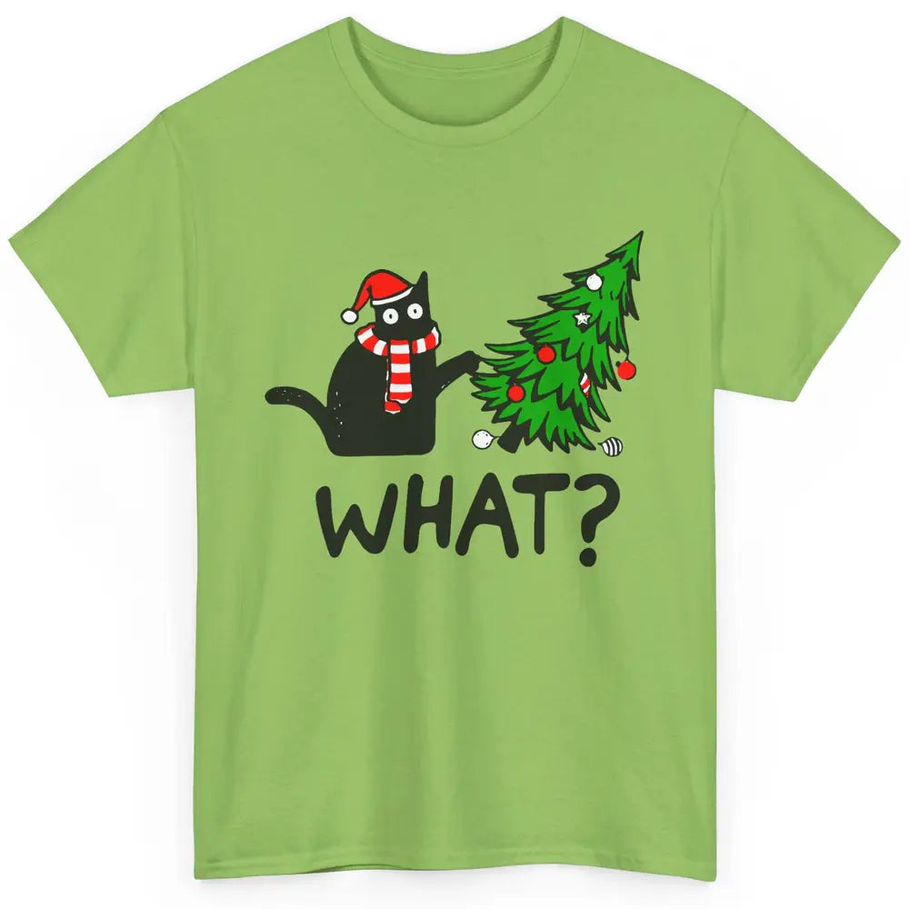 Funny Black Cat Christmas Light Santa What Christmas Costume Classic Unisex T-Shirt