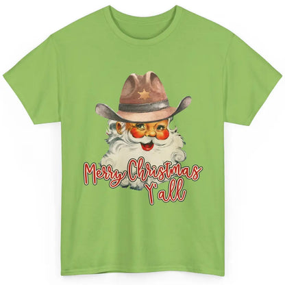 Santa Claus Merry Christmas Y'all Western Country Cowboy Classic Unisex T-Shirt