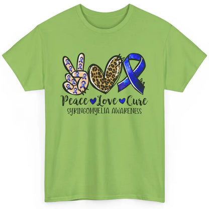 Syringomyelia Awareness Blue Ribbon Peace Love Cure Classic Unisex T-Shirt