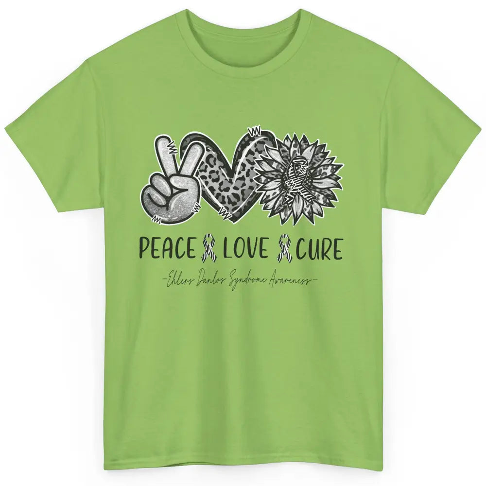 Ehlers Danlos Syndrome EDS Peace Love Cure Leopard Sunflower Classic Unisex T-Shirt