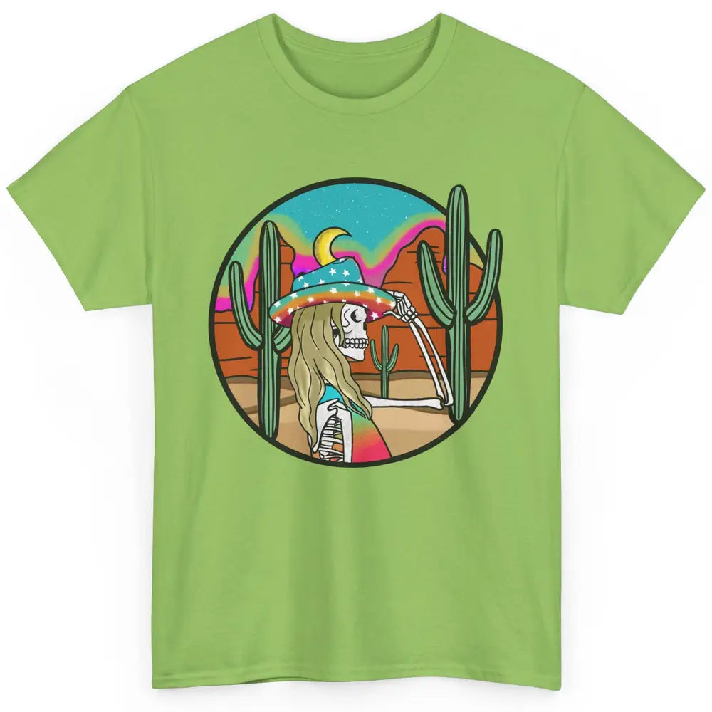 Cosmic Skeleton Cowgirl Desert Cactus Western Country Cowboy Classic Unisex T-Shirt