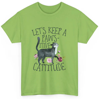 Watercolor Black Cat Lets Keep Pawsitive Cattitude Positive Classic Unisex T-Shirt