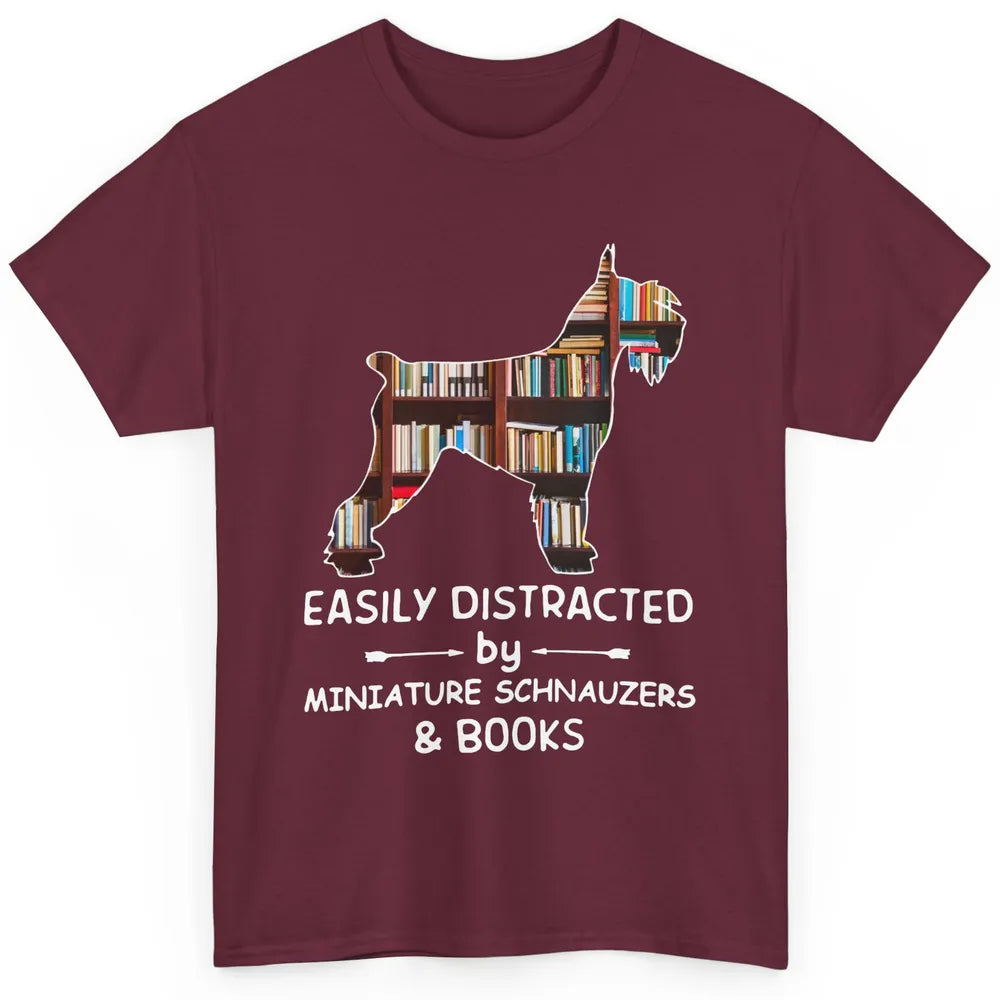 Easily Distracted By Schnauzer And Books Dog Lover Librarian Classic Unisex T-Shirt