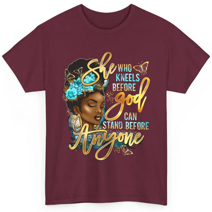 Black Girl She Who Kneels Before God Christian Afro Women Classic Unisex T-Shirt