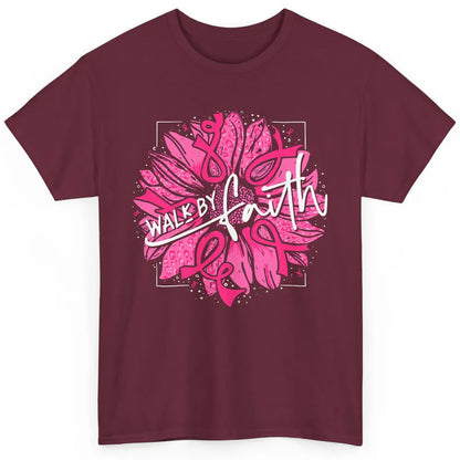 Walk By Faith Breast Cancer Awareness Pink Ribbon Sunflower Classic Unisex T-Shirt