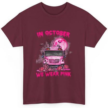 School Bus Driver Wear Pink Ribbon Breast Cancer Awareness Classic Unisex T-Shirt