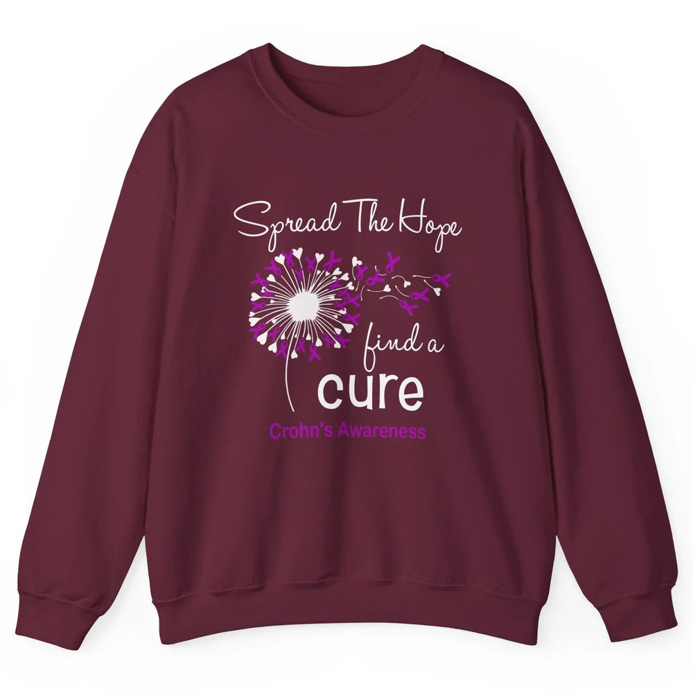 Spread Hope Purple Flower Warrior Crohns Disease Awareness Unisex Crewneck Sweatshirt