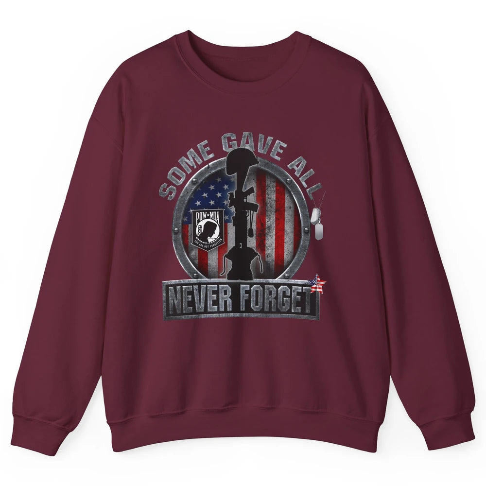 Retro US Veteran Some Gave All Never Forget Memorial Day Unisex Crewneck Sweatshirt