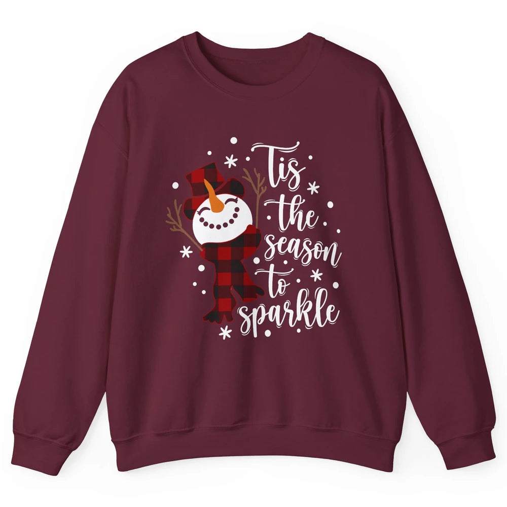 Funny Snowman Tis The Season To Sparkle Merry Christmas Unisex Crewneck Sweatshirt