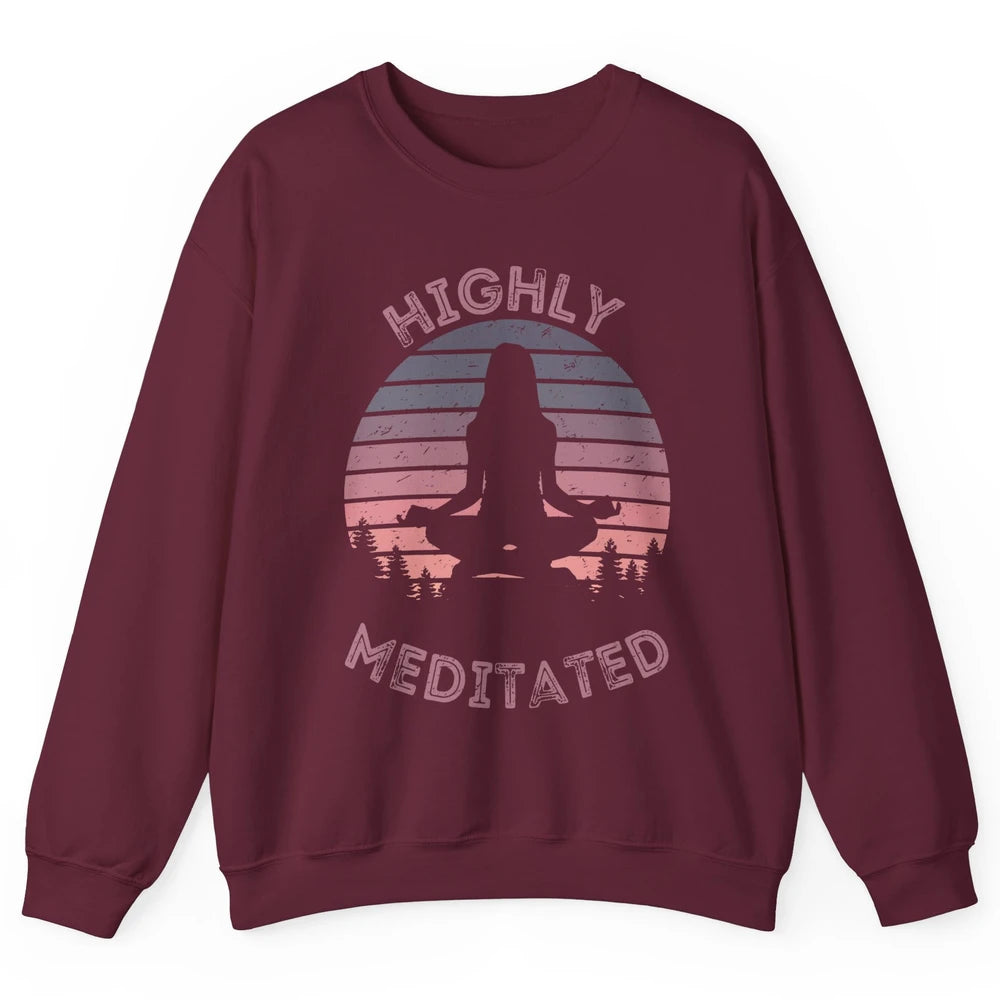 Vintage Woman Doing Yoga Highly Meditated Meditation Lovers Unisex Crewneck Sweatshirt