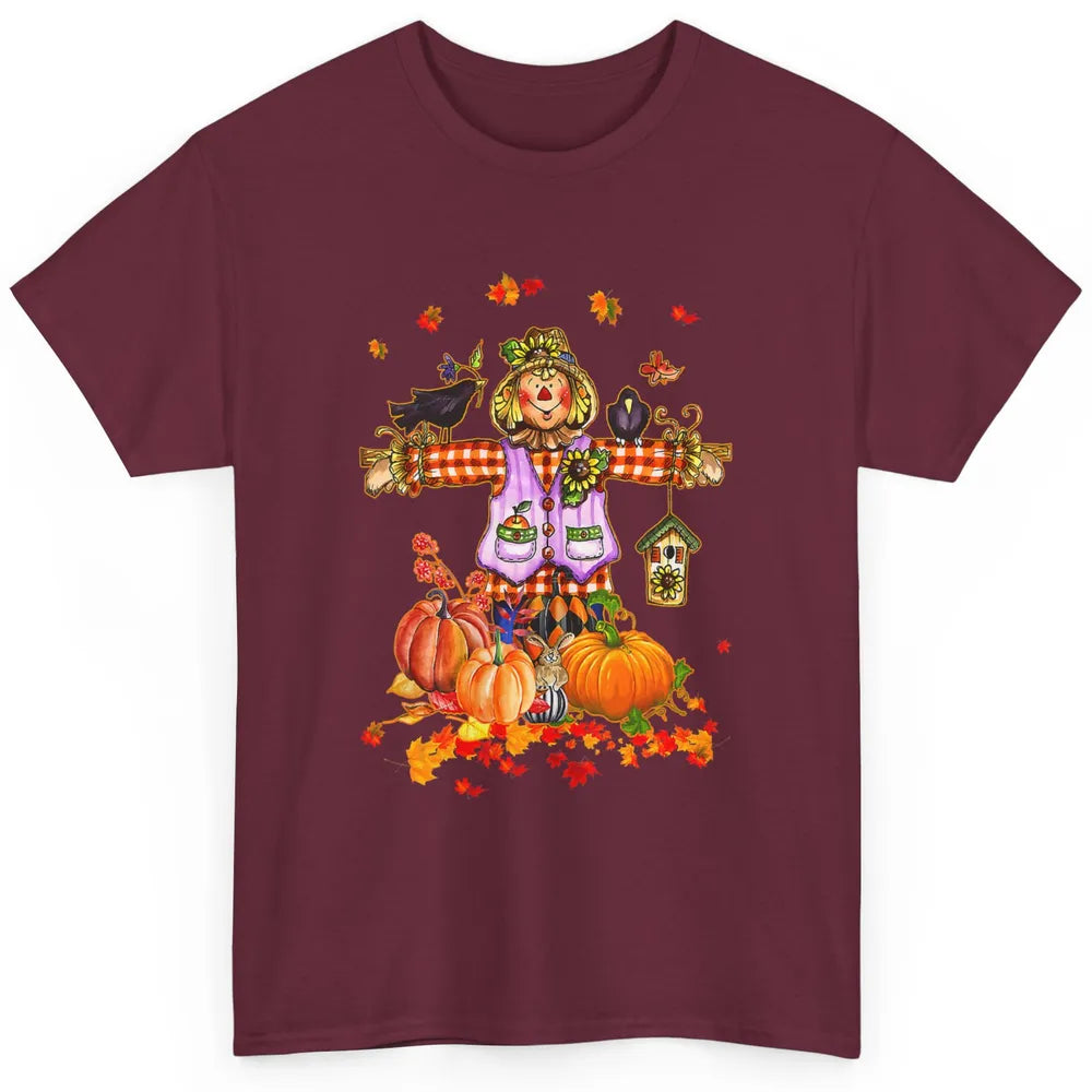 Scarecrow Autumn Hello Fall Pumpkin Thanksgiving Halloween Classic Unisex T-Shirt