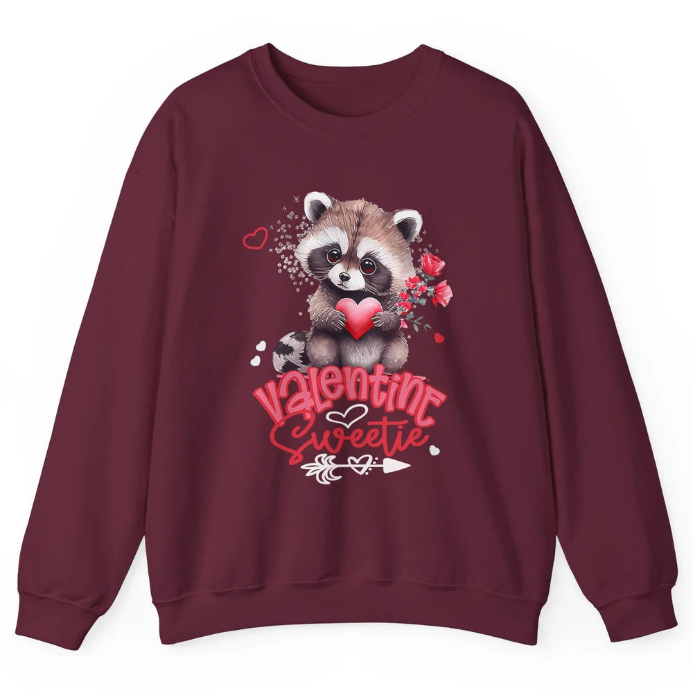 Adorable Baby Raccoon Cute Happy Valentine Sweetie Opossum Unisex Crewneck Sweatshirt