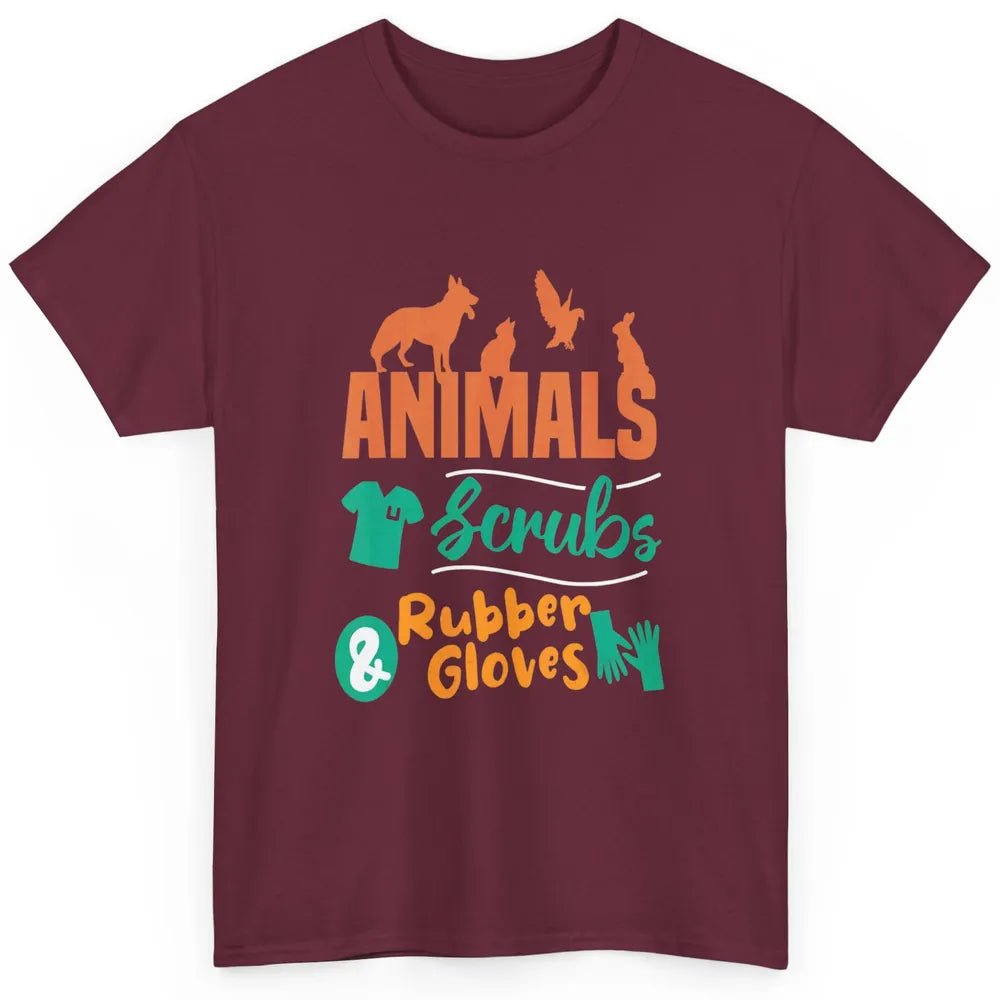 Animal Scrubs Rubber Gloves Veterinarian Vet Tech Pet Doctor Classic Unisex T-Shirt