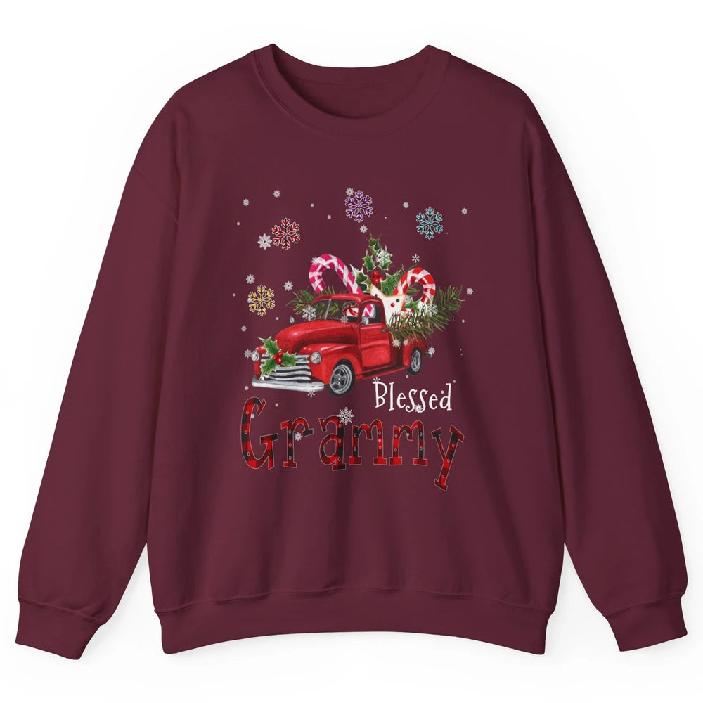 Merry Christmas Blessed Grammy Red Truck Xmas Grandma Retro Unisex Crewneck Sweatshirt