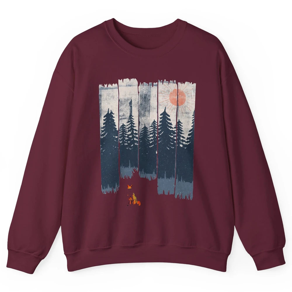 A Fox In The Wild Nature Sunset Wildlife In The Wilderness Unisex Crewneck Sweatshirt