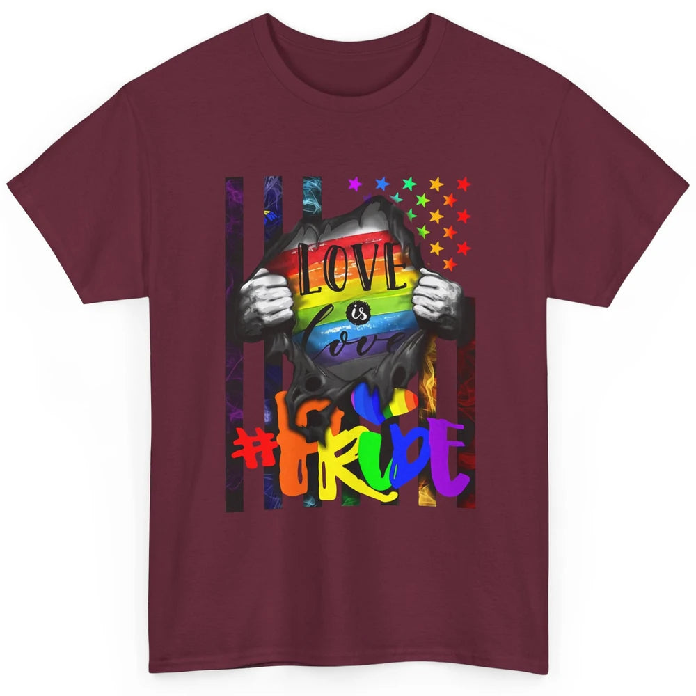 American Flag Love Is Love LGBT Gay Pride Month Equality Classic Unisex T-Shirt