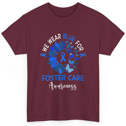 Foster Care Awareness Leopard Sunflower Adoption Blue Ribbon Classic Unisex T-Shirt