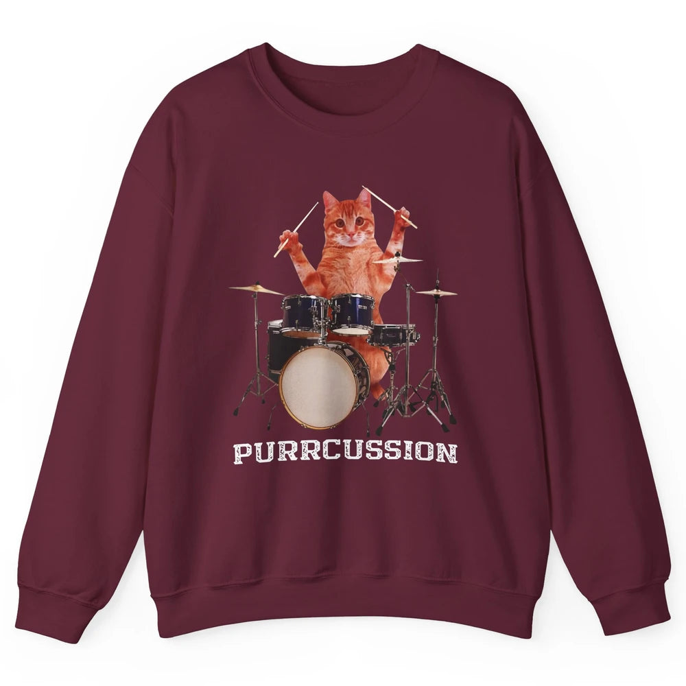 Cat Drummer Purrcussion I Destroy Silence Percussionist Drum Unisex Crewneck Sweatshirt