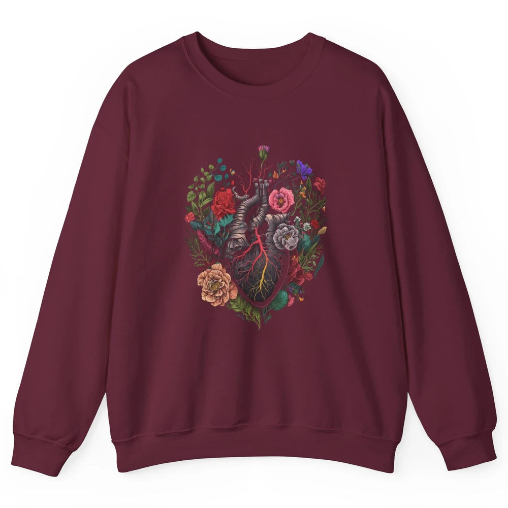 Anatomical Heart Show Your Love Anatomy Cardiologist Floral Unisex Crewneck Sweatshirt