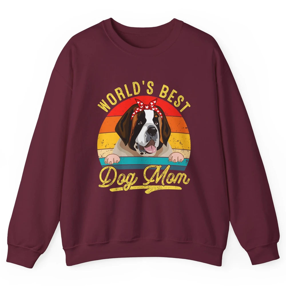 World Best Saint Bernard Dog Mom Funny Sunflower Mothers Day Unisex Crewneck Sweatshirt