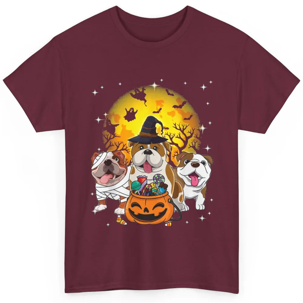 English Bulldog Witch Dog Ghosts Halloween Trick or Treat Classic Unisex T-Shirt