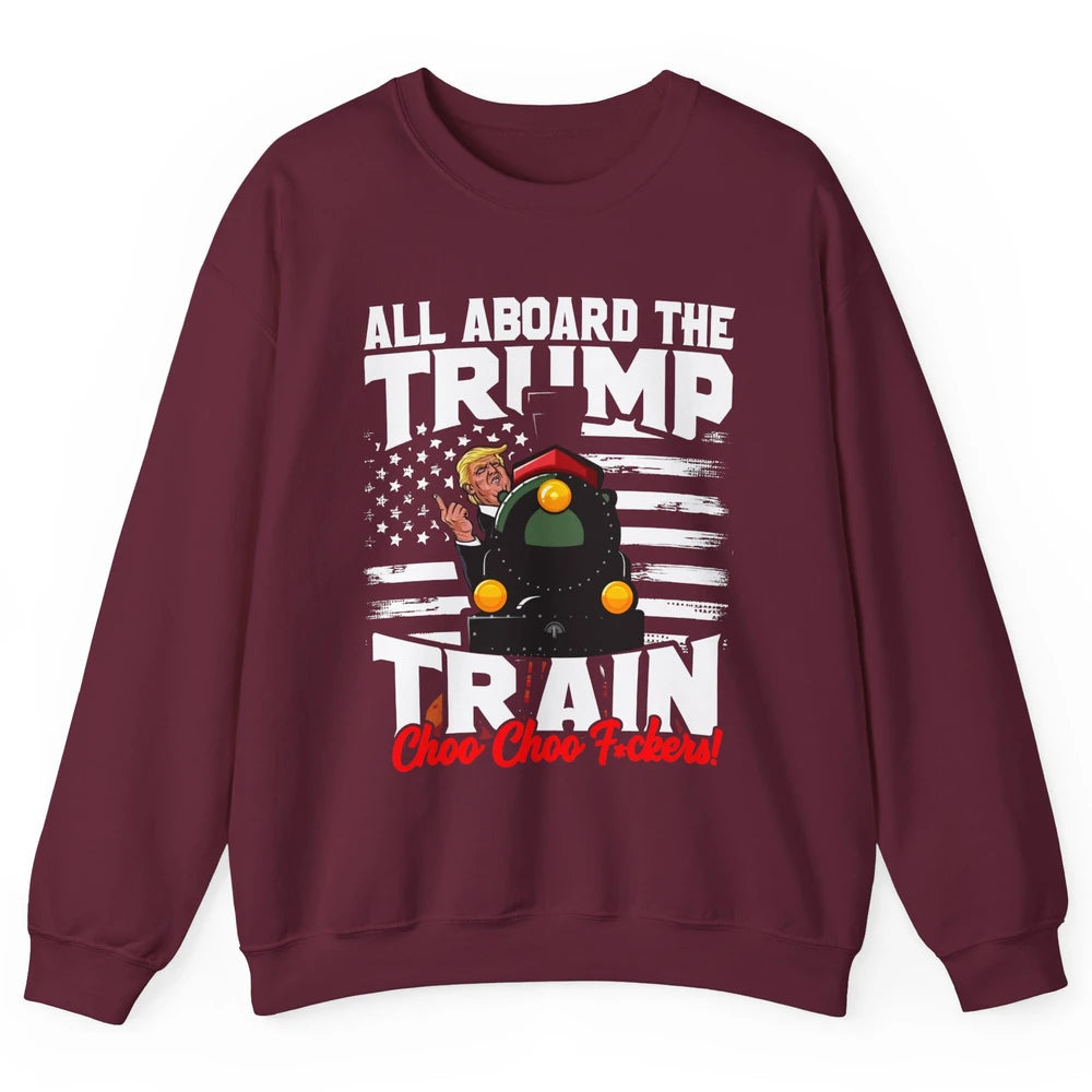 US Flag Trump Return All Abroad The Trump Train Anti Liberal Unisex Crewneck Sweatshirt