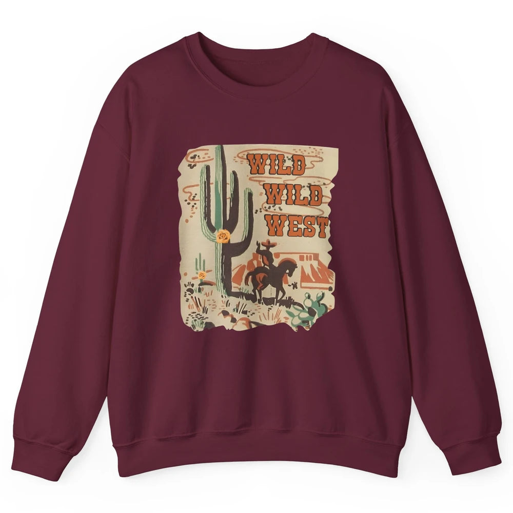 Wild West Cowboy Cactus Rodeo Western Retro Horse Vintage Unisex Crewneck Sweatshirt