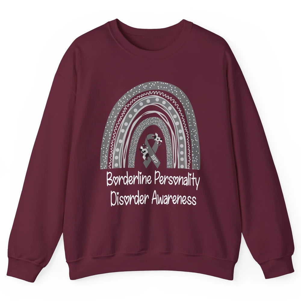 Borderline Personality Disorder Awareness BPD Gray Rainbow Unisex Crewneck Sweatshirt