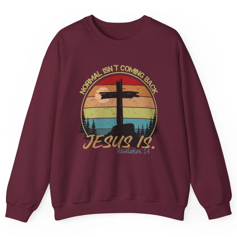 Vintage Normal Isn't Coming Back Jesus is Christian Western Unisex Crewneck Sweatshirt