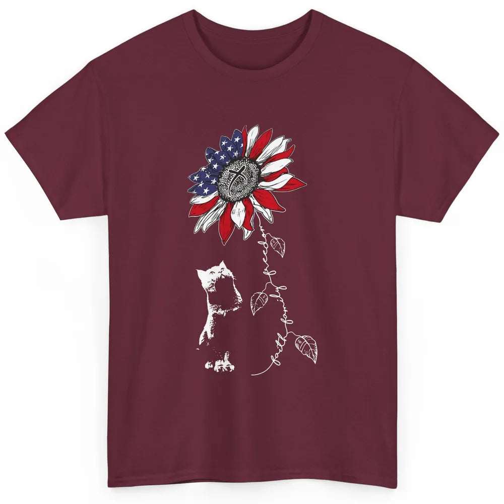 Cat Sunflower 4th Of July Patriotic Faith Family Freedom Classic Unisex T-Shirt