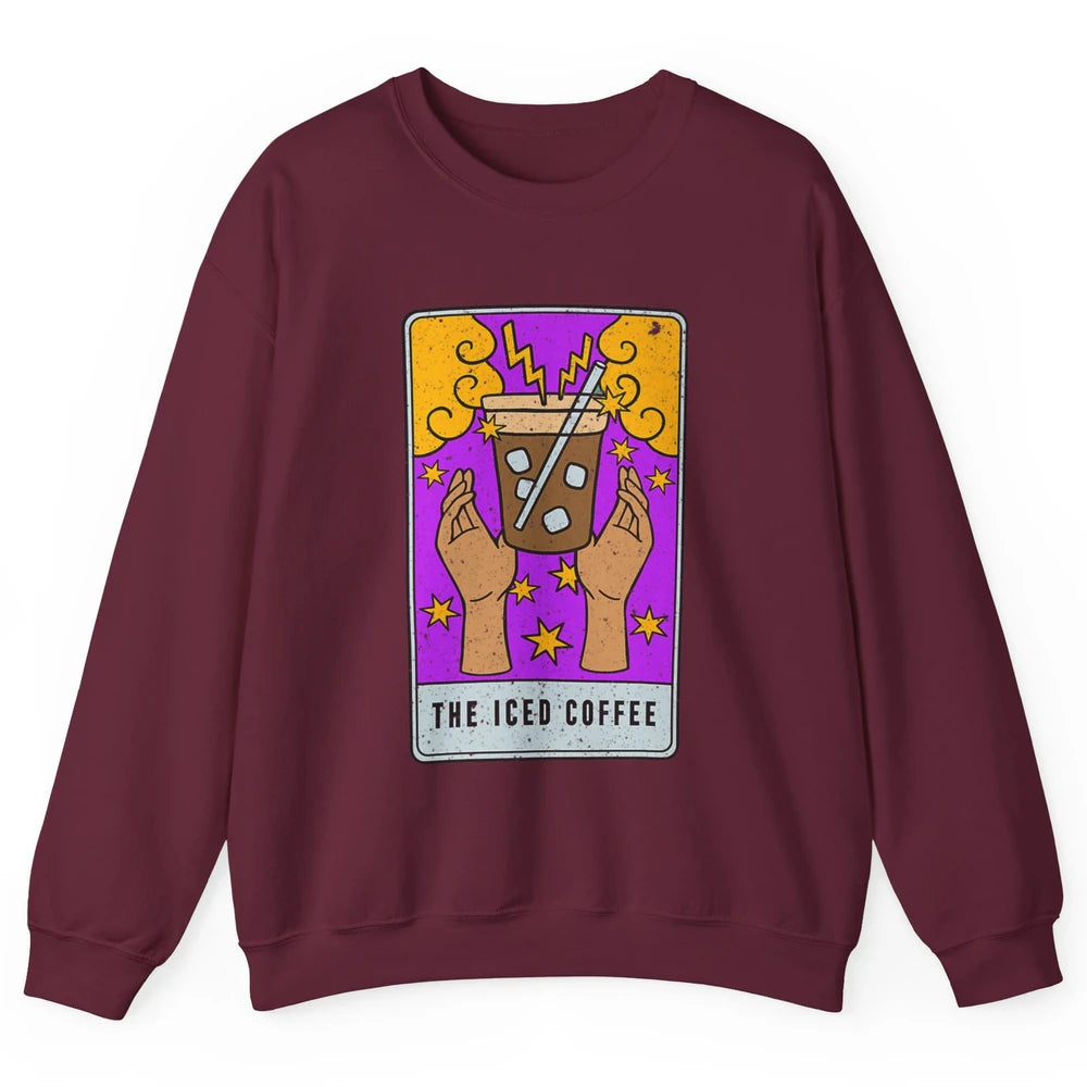 The Iced Coffee Witch Latte Tarot Card Mystical Halloween Unisex Crewneck Sweatshirt