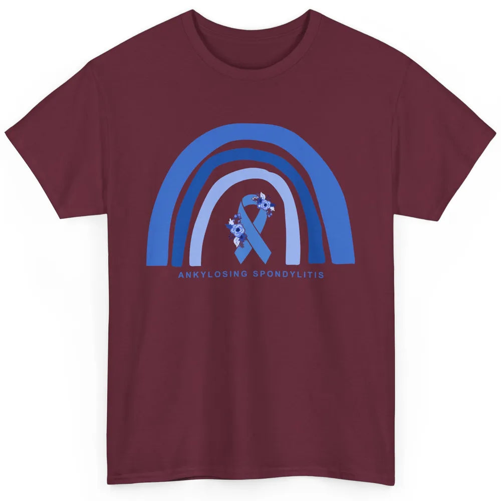 Ankylosing Spondylitis Awareness Support Floral Blue Ribbon Classic Unisex T-Shirt