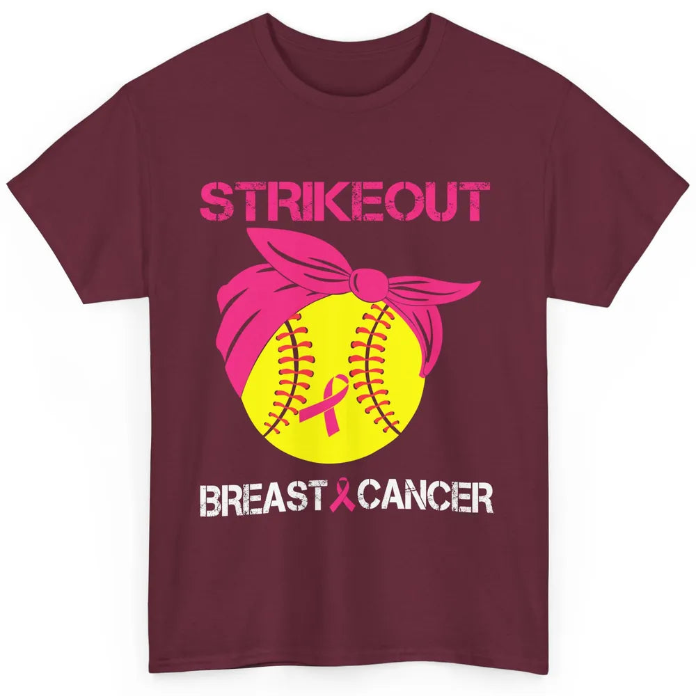 Softball Breast Cancer Awareness Strike Out Pink Ribbon Gift Classic Unisex T-Shirt