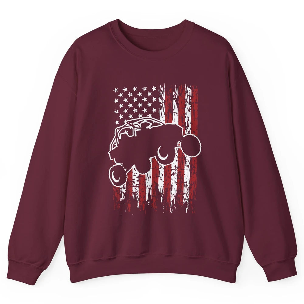 US Flag ATV Side By Side Rider UTV July 4th Offroad Riding Unisex Crewneck Sweatshirt