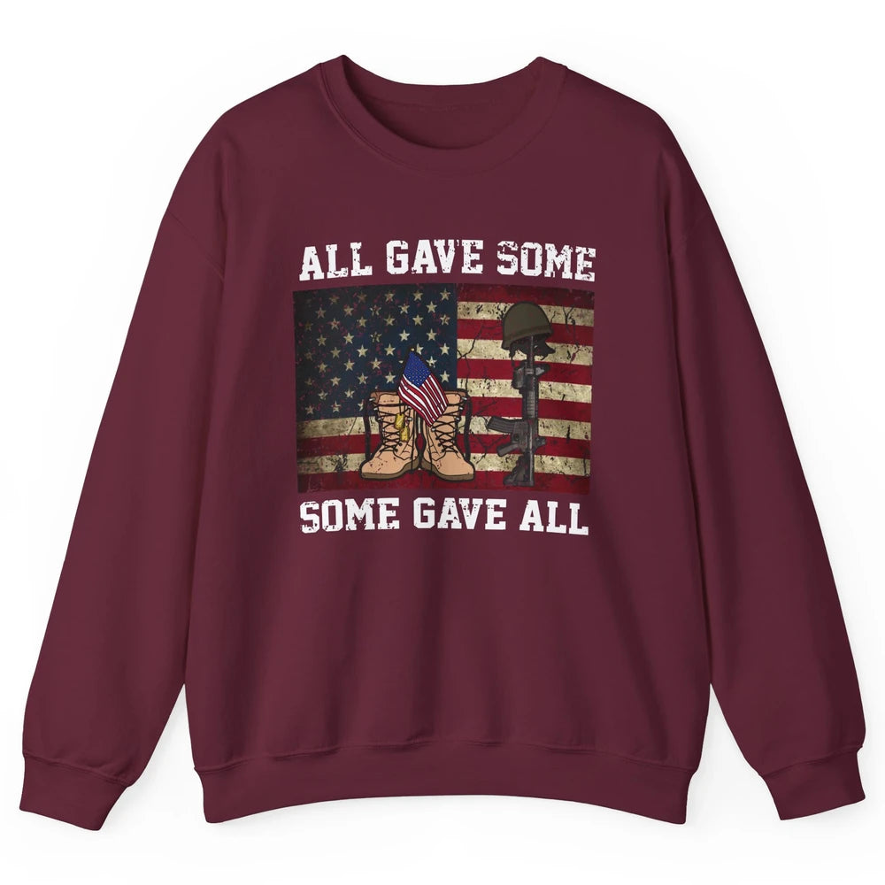 Retro US Veteran All Gave Some Some Gave All Memorial Day Unisex Crewneck Sweatshirt