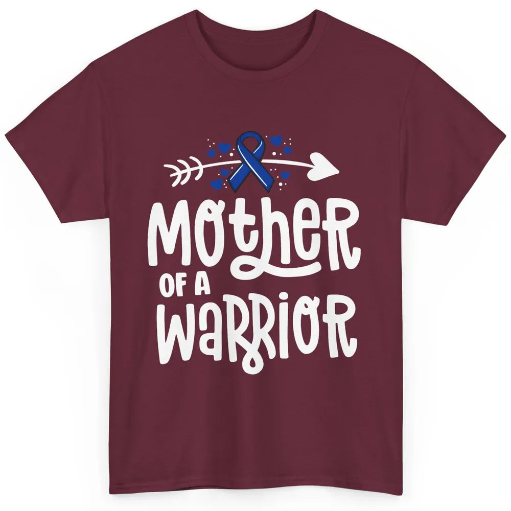 Warrior Mother Colon Cancer Colorectal Dark Blue Ribbon Classic Unisex T-Shirt