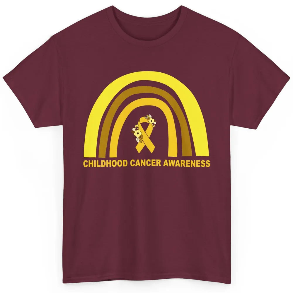 Childhood Cancer Awareness Support Rainbow Gold Ribbon Gift Classic Unisex T-Shirt