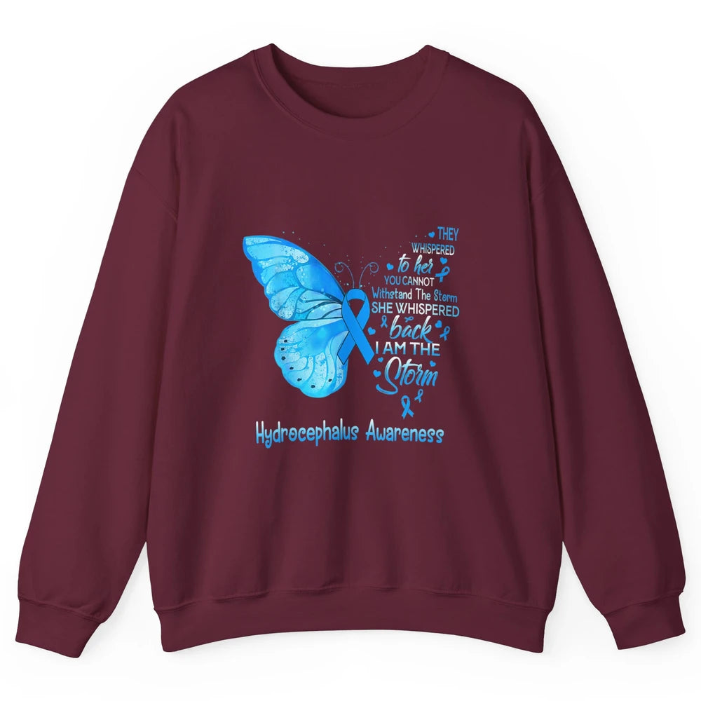 The Storm Butterfly Blue Warrior Hydrocephalus Cancer Month Unisex Crewneck Sweatshirt