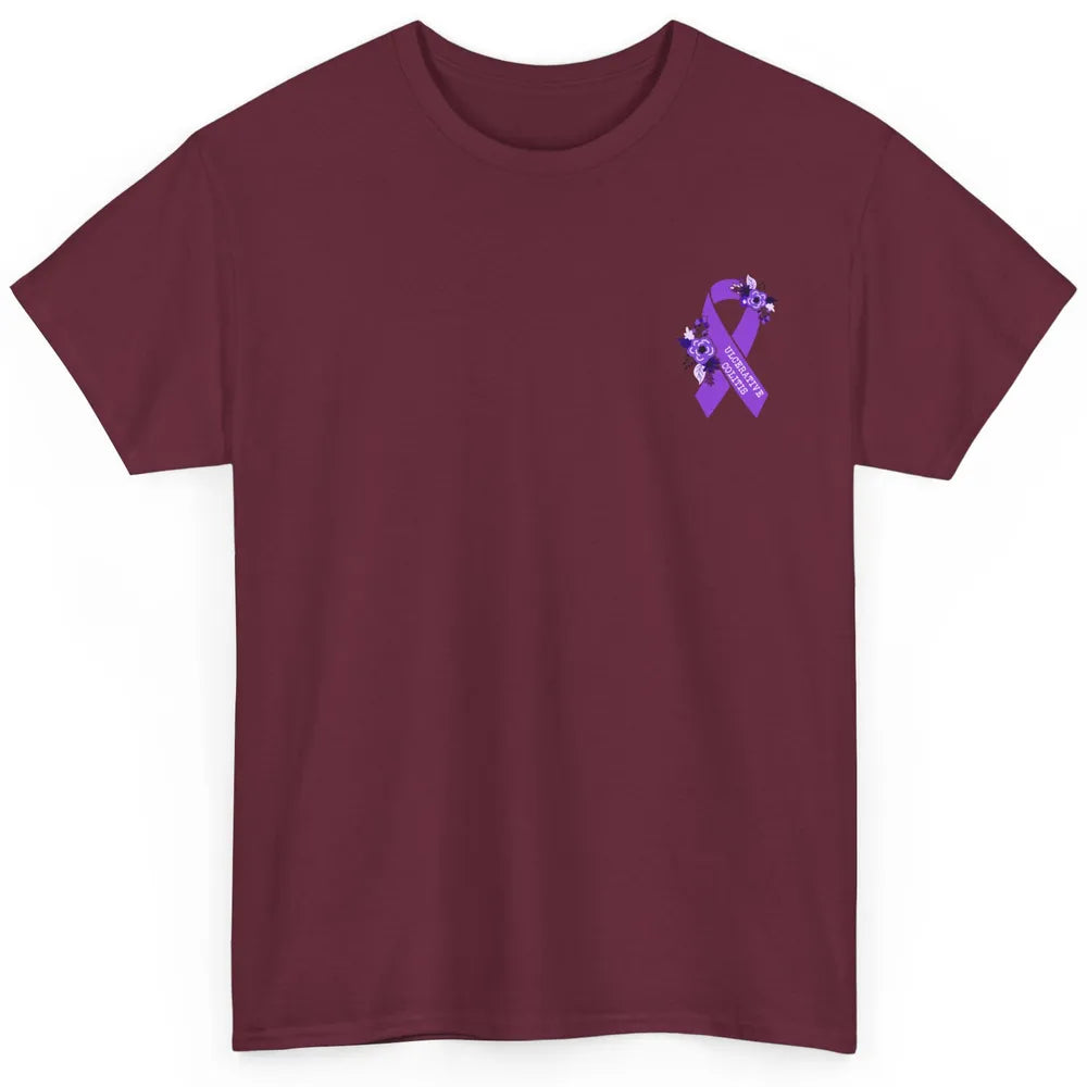 Ulcerative Colitis Awareness Floral Purple Ribbon Colitis Classic Unisex T-Shirt