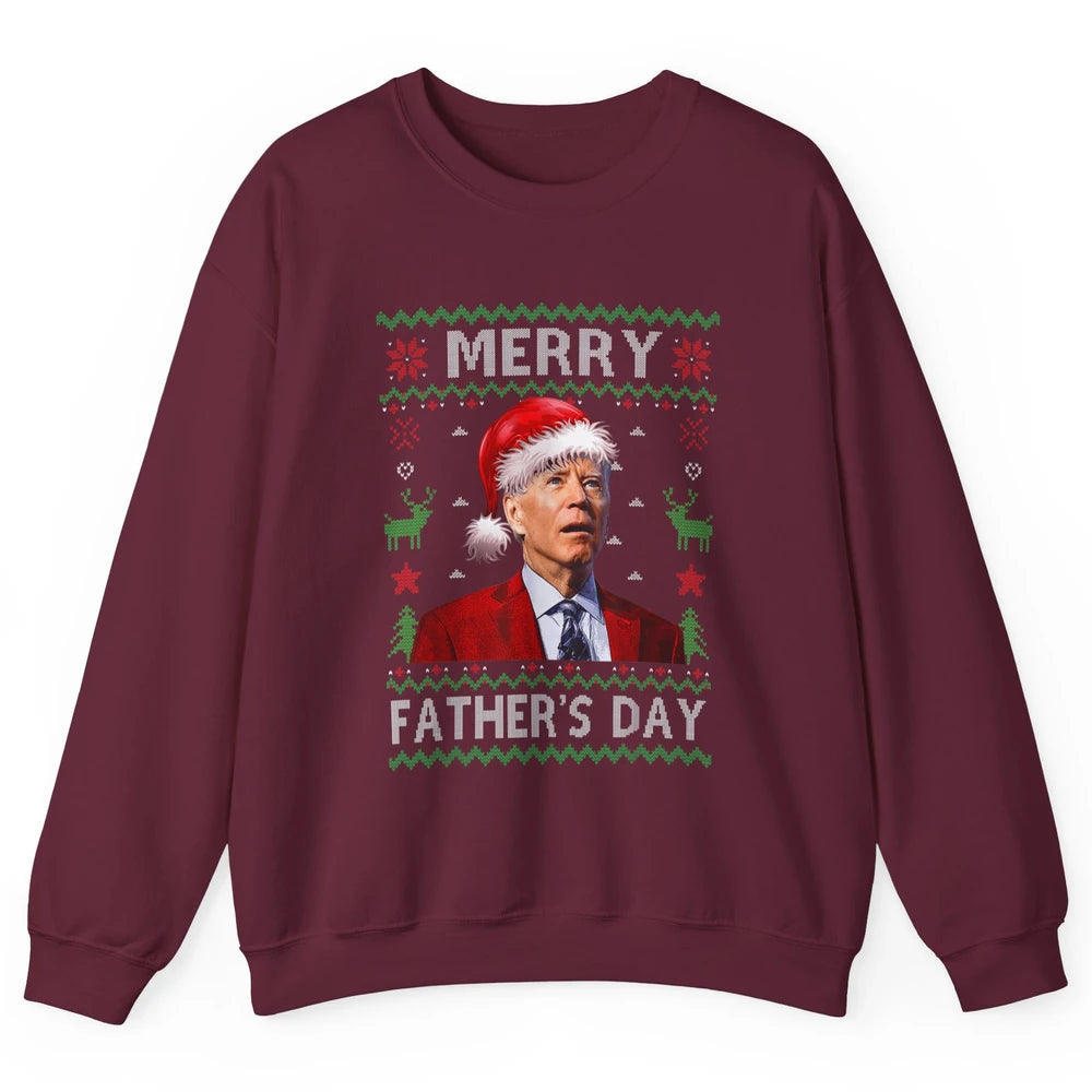 Funny Santa Hat Joe Biden Confused Ugly Christmas President Unisex Crewneck Sweatshirt