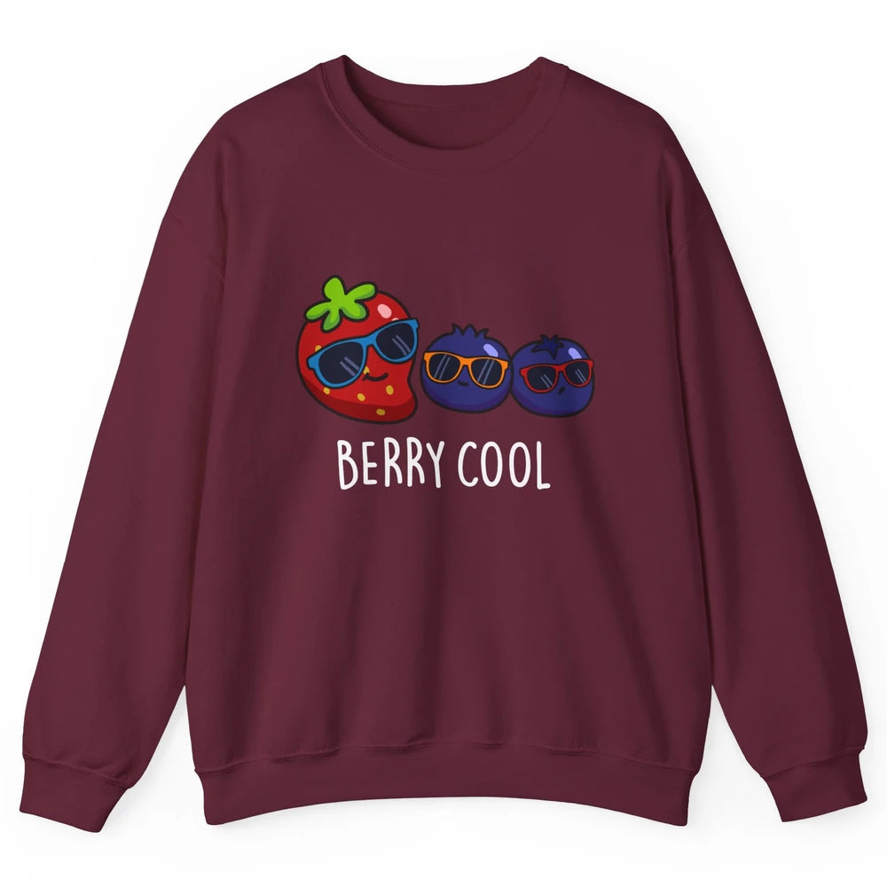 Berry Cool Funny Strawberry Pun Best Friend Summer Retro Unisex Crewneck Sweatshirt