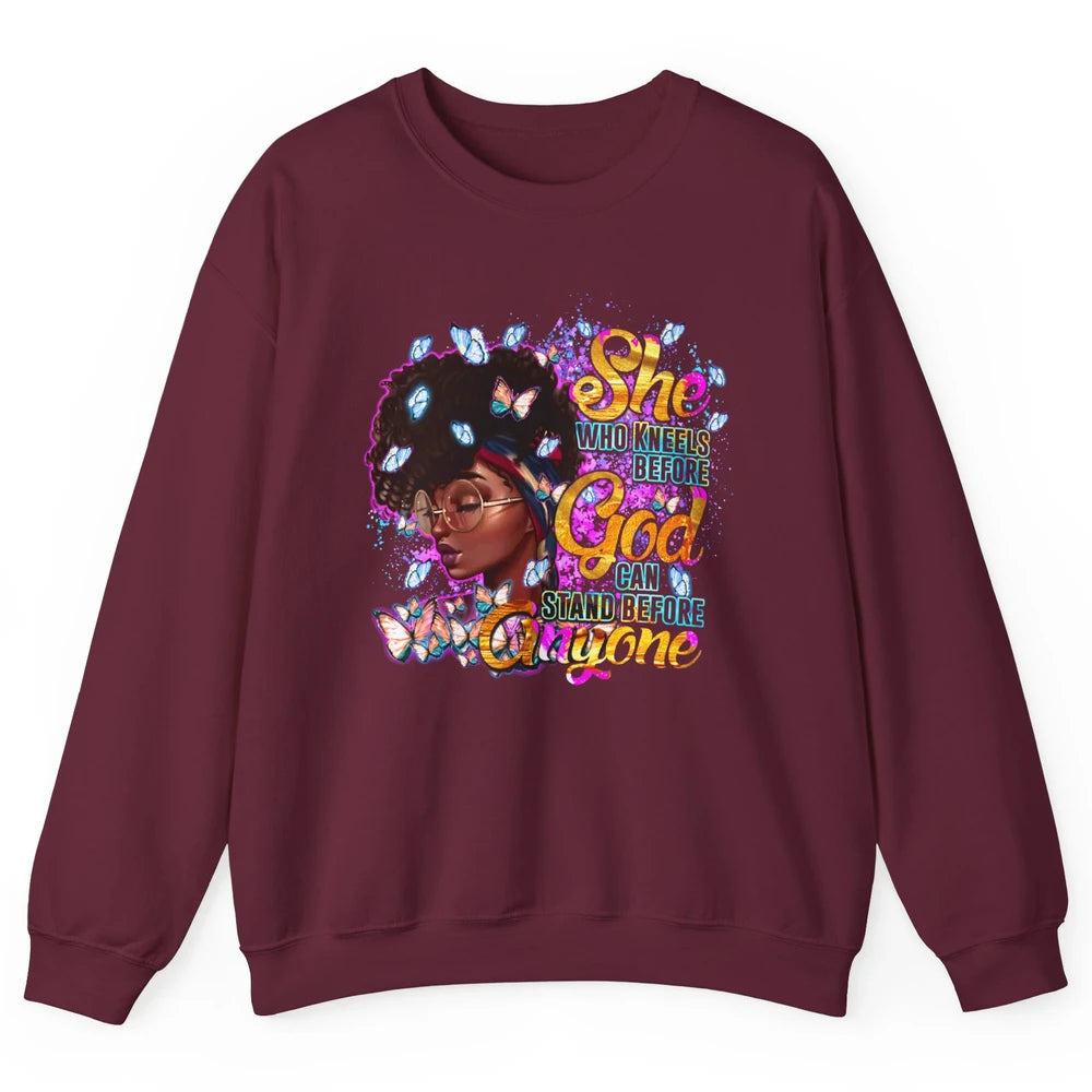 Black Girl She Who Kneels Before God Christian Afro Women Unisex Crewneck Sweatshirt