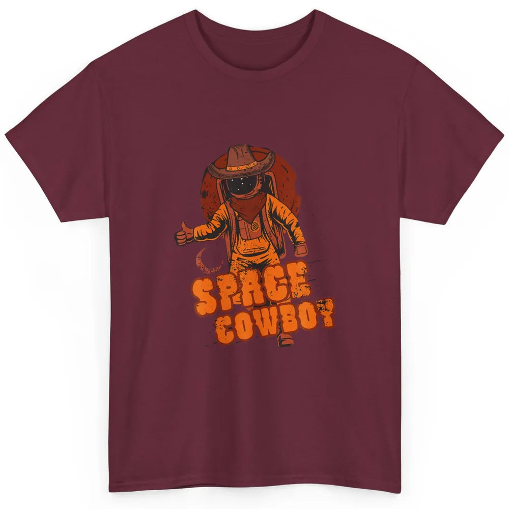 Retro Space Cowboy Cowgirl Rodeo Horse Astronaut Western Classic Unisex T-Shirt