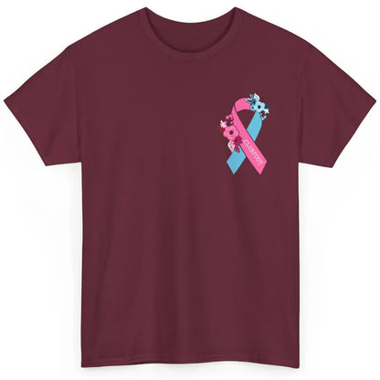 Clubfoot Awareness Support Pink Blue Ribbon Pocket Size Classic Unisex T-Shirt