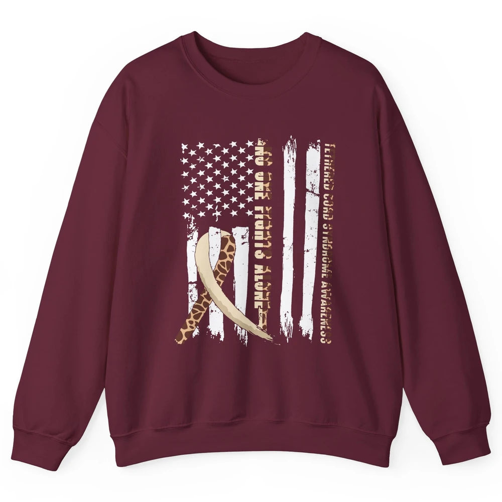 Tethered Cord Syndrome TCS Ribbon No One Fight Alone US Flag Unisex Crewneck Sweatshirt