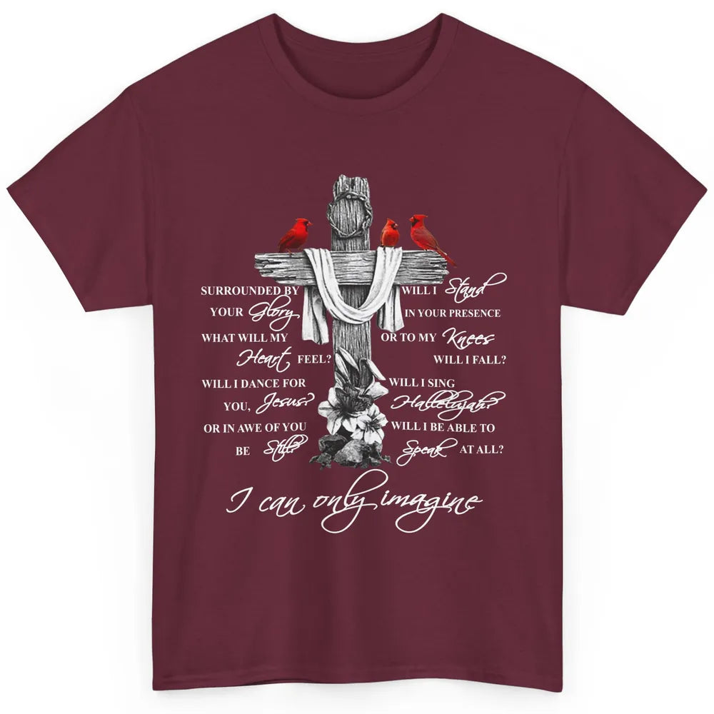 Floral Jesus Cross Red Cardinal I Can Imagine Christian Gift Classic Unisex T-Shirt