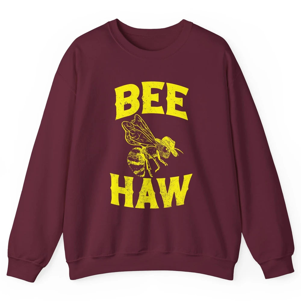 Western Country Bee Haw Retro Cowboy Hat Rodeo Howdy Vintage Unisex Crewneck Sweatshirt