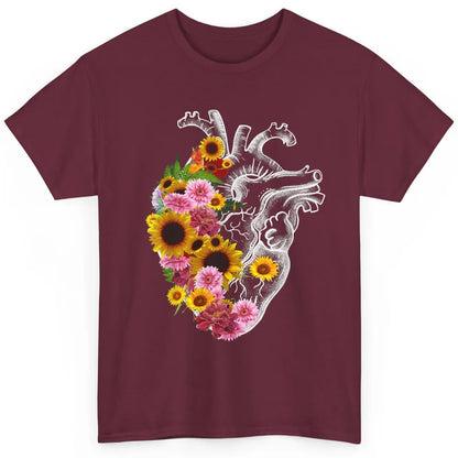 Floral Cardiology Anatomical Heart Doctor Medical Botany Classic Unisex T-Shirt