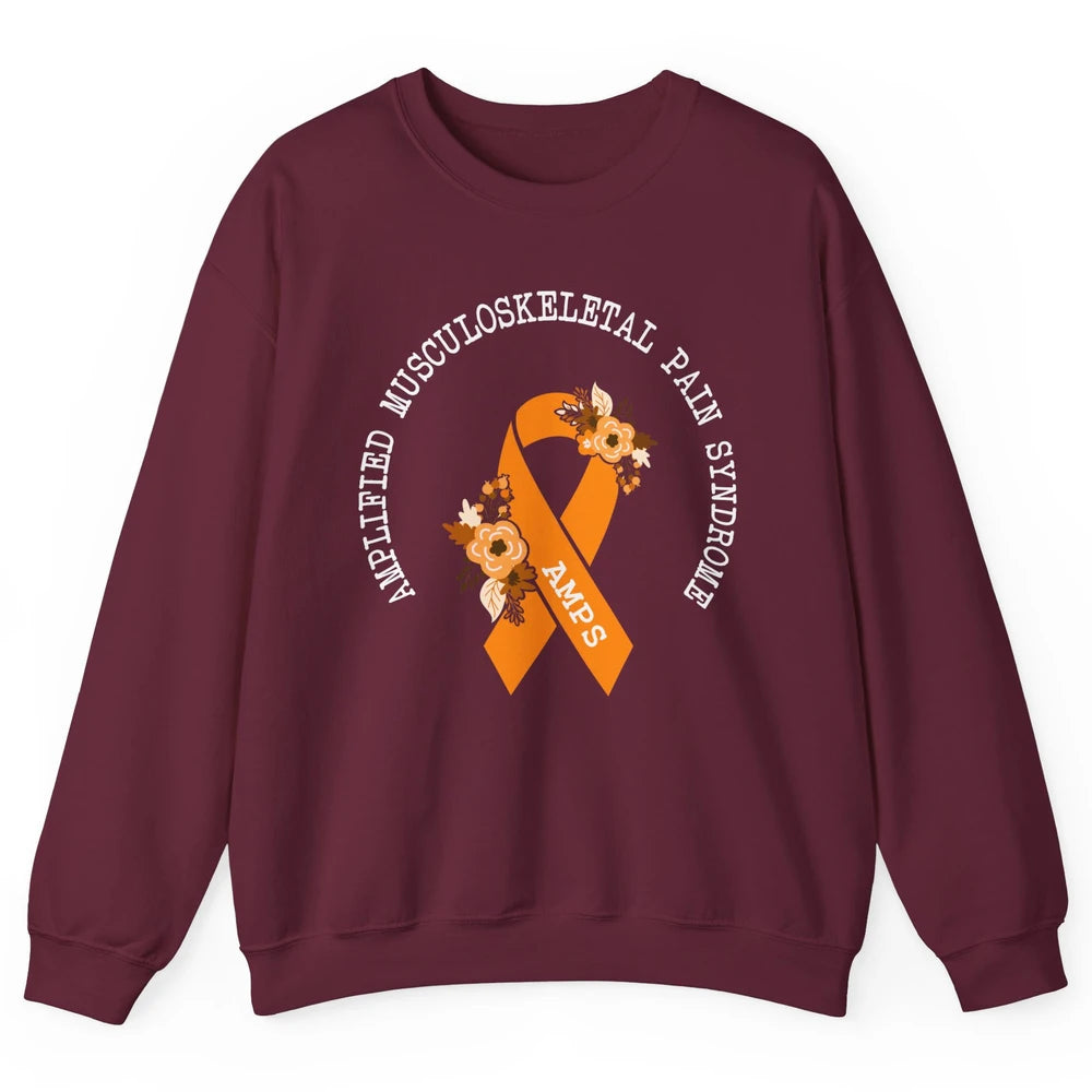 Amplified Musculoskeletal Pain Syndrome AMPS Orange Ribbon Unisex Crewneck Sweatshirt