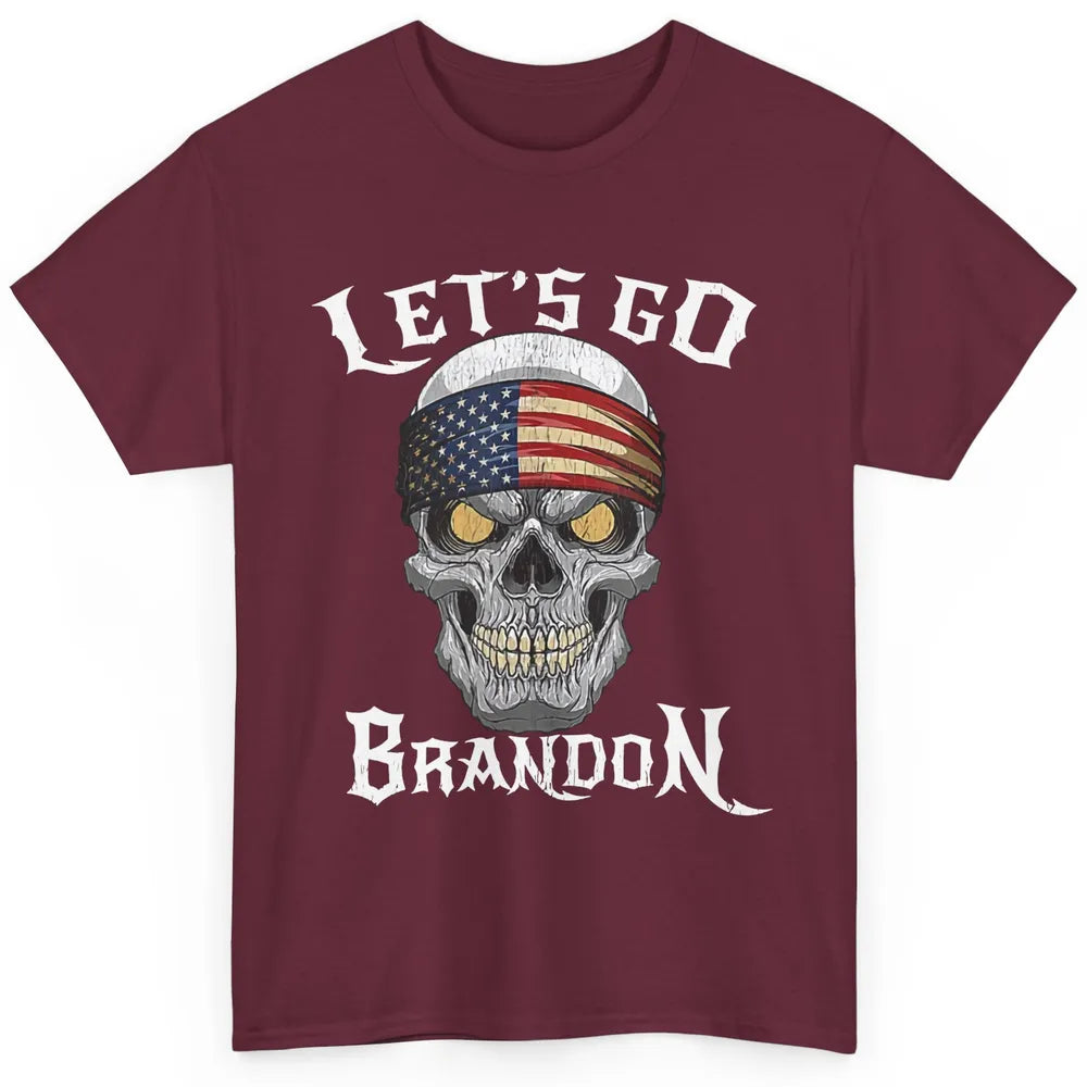 Retro Skull US Flag Let's Go Brandon Anti Biden Pro America Classic Unisex T-Shirt